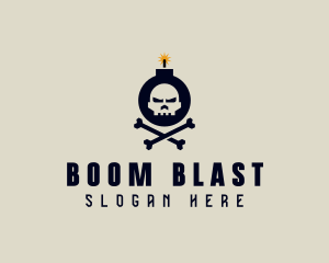 Bomb Skull Crossbones logo design