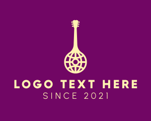 Globe - Music Globe Guitar Instrument logo design