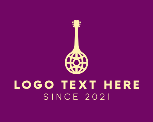 Guitar - Music Globe Guitar Instrument logo design