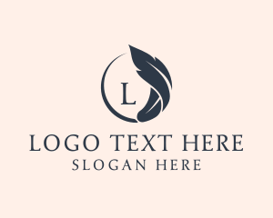 Blogger - Feather Pen Author logo design