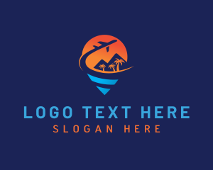 Airplane Beach Travel Logo