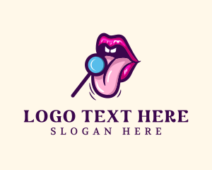 Naughty - Sweet Lollipop Lips logo design