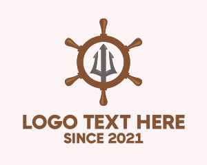 Yacht - Trident Ship Wheel logo design