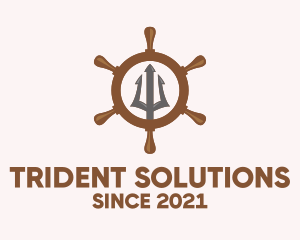 Trident Ship Wheel  logo design