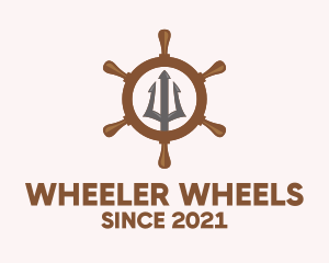 Trident Ship Wheel  logo design