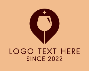 Location Pin - Wine Glass GPS Pin logo design