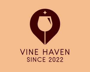 Wine Glass GPS Pin logo design