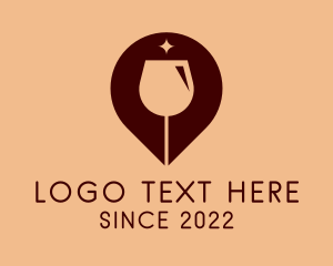 Route - Wine Glass GPS Pin logo design