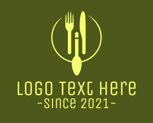 Dine - Green Minimalistic Utensils logo design