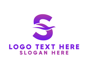 Alphabet - Purple Gradient S Dove logo design