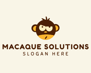 Macaque - Wild Monkey Cartoon logo design