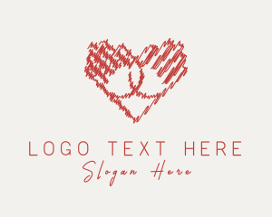 Scribble - Hand Heart Sketch logo design