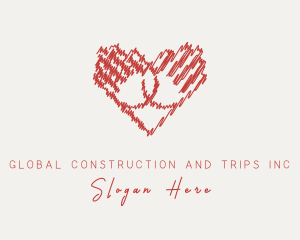 Dating - Hand Heart Sketch logo design