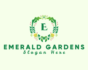 Fern Flower Wreath logo design