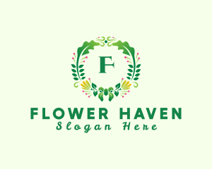 Fern Flower Wreath logo design