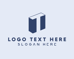 Negative Space - 3D Construction Letter T logo design