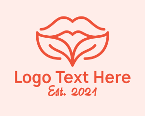 Line Art - Natural Leaf Lips logo design