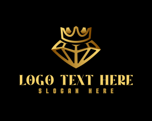 Diamond - Gold Crystal Crown logo design