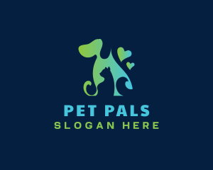 Pet Dog Cat Heart logo design