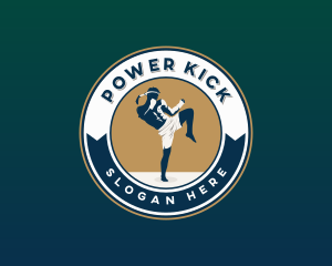 Kick - Sports Kickboxing Fighter logo design