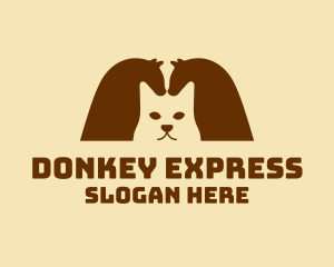 Brown Cat & Horses logo design