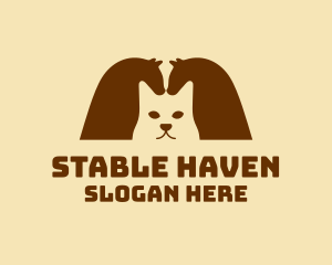 Brown Cat & Horses logo design