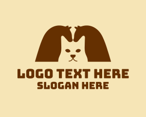 Negative Space - Brown Cat & Horses logo design