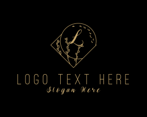 Gold - Plant Wreath Elegant Decoration logo design