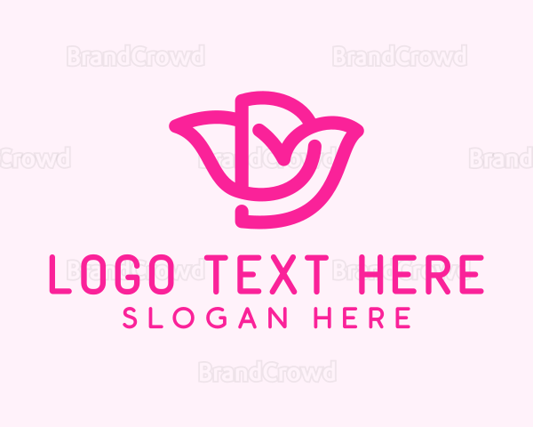 Pink Flower Letter D Logo