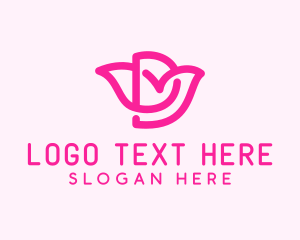 Loop - Pink Flower Letter D logo design