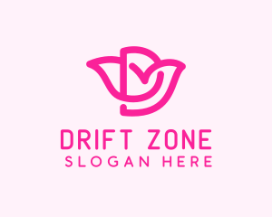 Pink Flower Letter D logo design