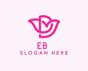 Loop - Pink Flower Letter D logo design