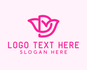 Flower Arrangement - Pink Flower Letter D logo design