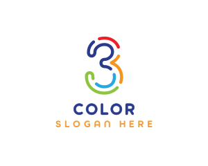 Colorful Outline Number Three Logo