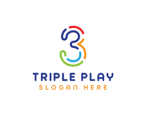 Three - Colorful Outline Number Three logo design