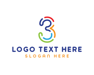 Colorful Outline Number Three Logo