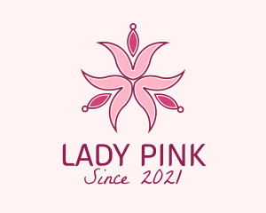 Pink Botanical Flower  logo design