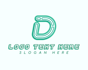 Curved - Business Tech Letter D logo design