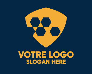 Orange Hexagon Shield  Logo