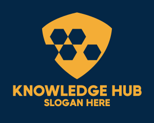 Online Privacy - Orange Hexagon Shield logo design