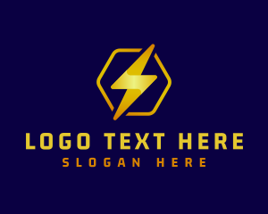Power Plant - Lightning Bolt Hexagon logo design