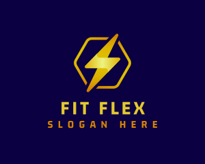 Fitness - Lightning Bolt Hexagon logo design