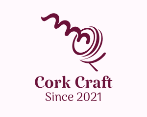 Cork - Red Wine Corkscrew logo design