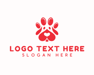 Red Dog - Dog Grooming Paw logo design