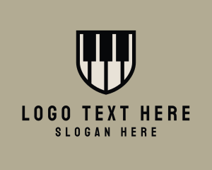 Instrumentalist - Piano Keys Shield logo design