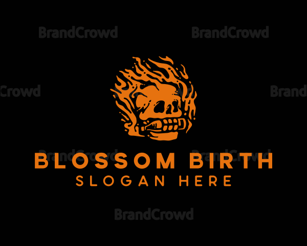 Flame Skull Bottle Logo