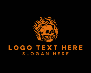 Hipster - Flame Skull Bottle logo design