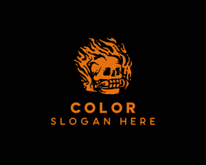 Flame Skull Bottle Logo