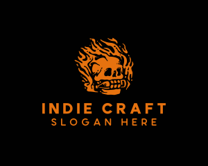 Indie - Flame Skull Bottle logo design