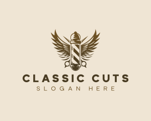 Barber Grooming Wings logo design